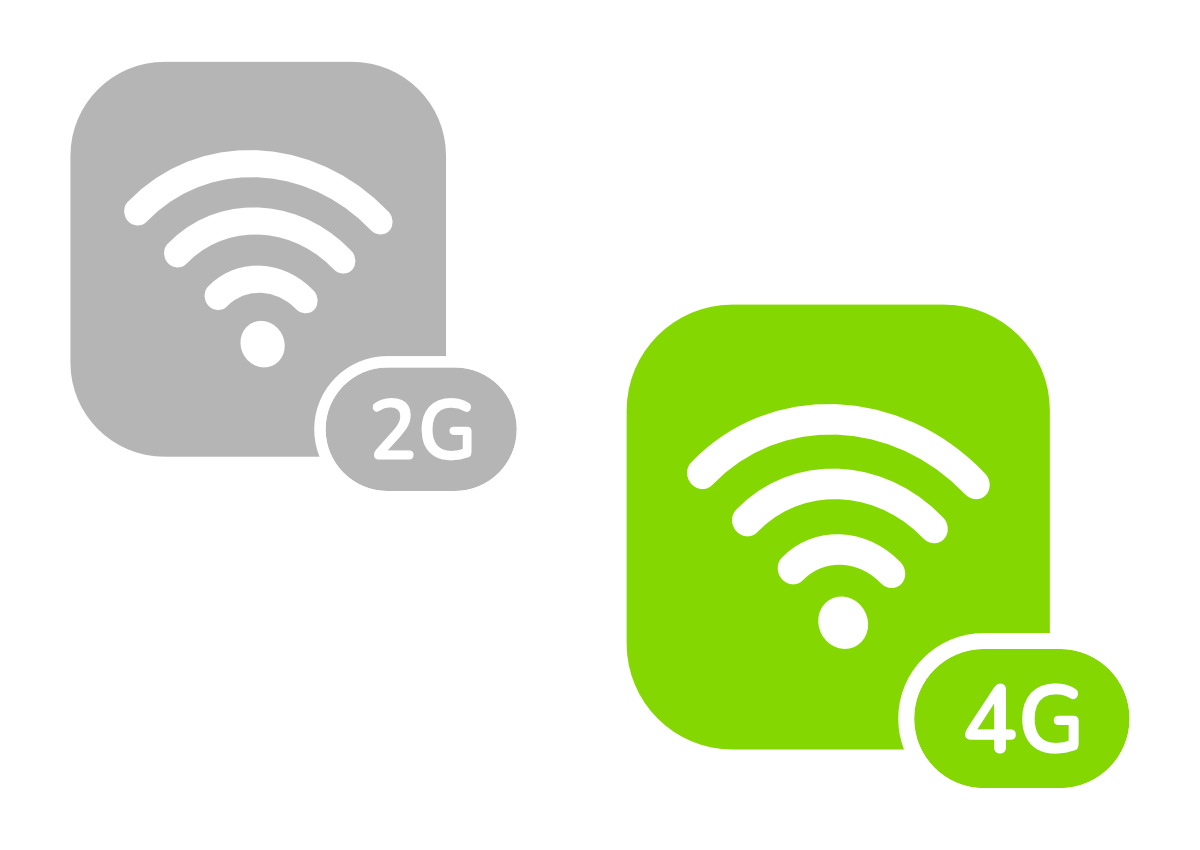 2G und 4G Symbole nebeneinander