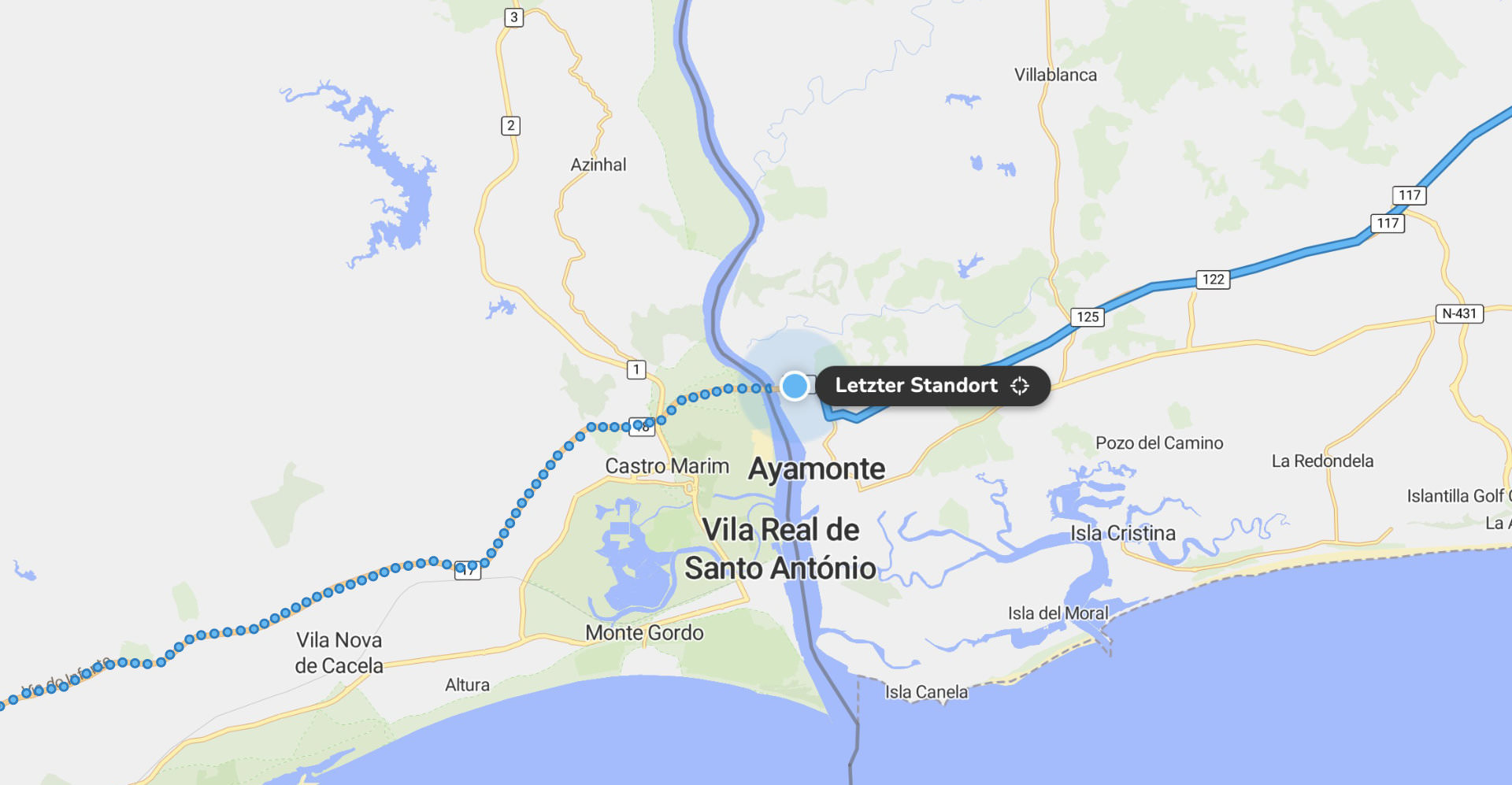 Detailscreenshot einer trackiwi Routenaufzeichnung