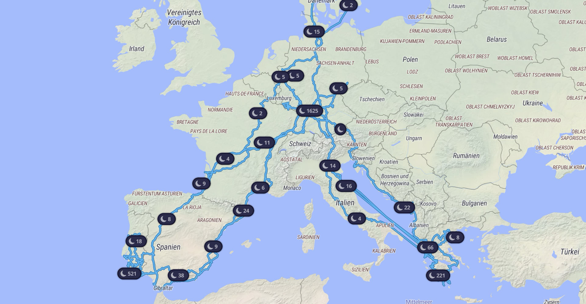 Detailscreenshot einer trackiwi Routenaufzeichnung